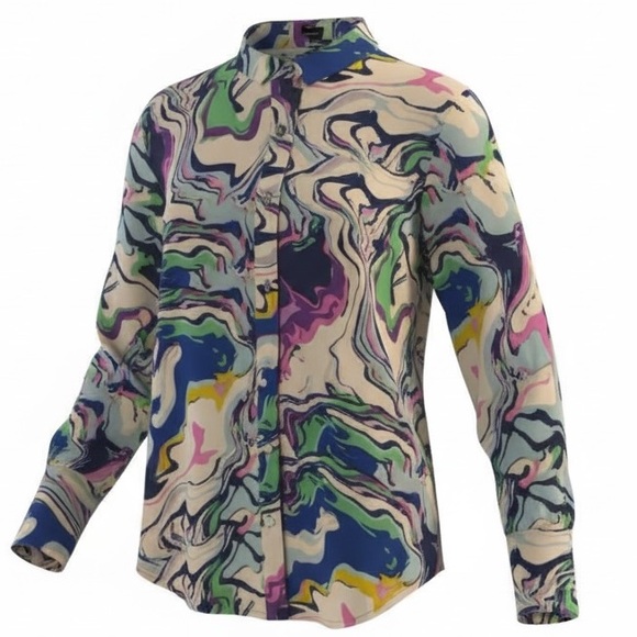 kirundo Tops - KIRUNDO Multicolor Abstract Shirt Front Button Women’s Size XXL Like New.